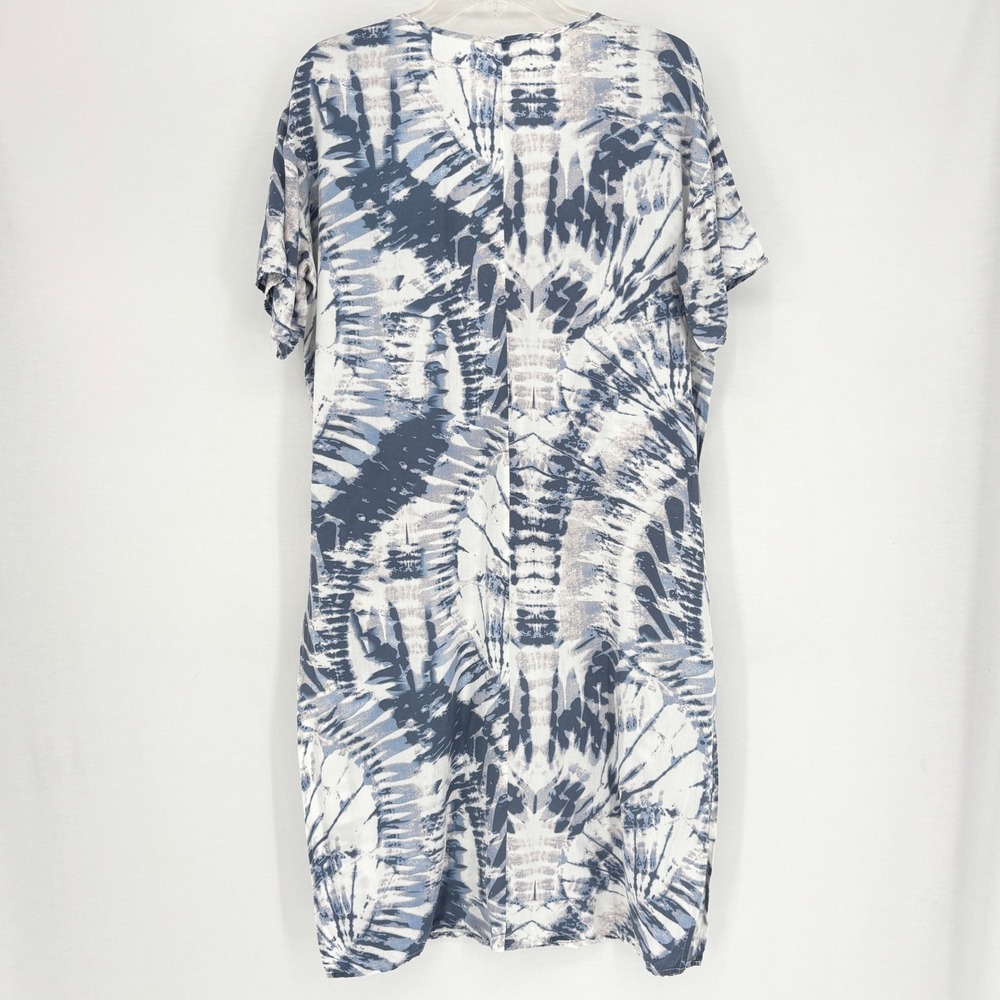 Cupshe Tie Dye V Neck Midi Dress Kaftan Cover Up Blue White Size S - Picture 3 of 7